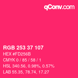 Color code: RGB 253 37 107 | qconv.com