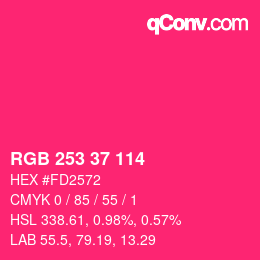 Color code: RGB 253 37 114 | qconv.com