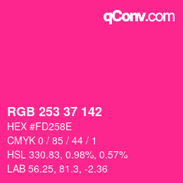Color code: RGB 253 37 142 | qconv.com