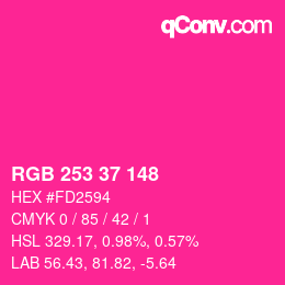 Color code: RGB 253 37 148 | qconv.com