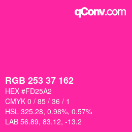 Color code: RGB 253 37 162 | qconv.com