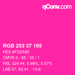 Color code: RGB 253 37 165 | qconv.com