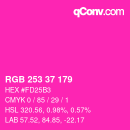 Color code: RGB 253 37 179 | qconv.com