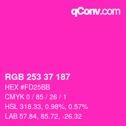 カラーコード: RGB 253 37 187 | qconv.com