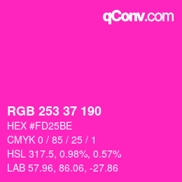 カラーコード: RGB 253 37 190 | qconv.com