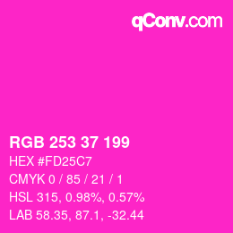Color code: RGB 253 37 199 | qconv.com
