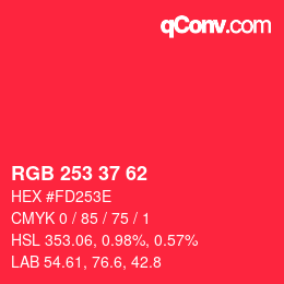 カラーコード: RGB 253 37 62 | qconv.com