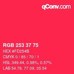 カラーコード: RGB 253 37 75 | qconv.com