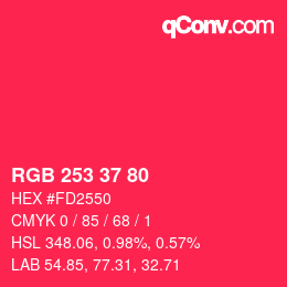 カラーコード: RGB 253 37 80 | qconv.com