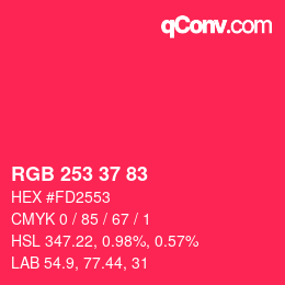 カラーコード: RGB 253 37 83 | qconv.com