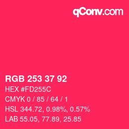 カラーコード: RGB 253 37 92 | qconv.com