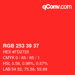 Color code: RGB 253 39 37 | qconv.com
