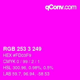 Color code: RGB 253 3 249 | qconv.com