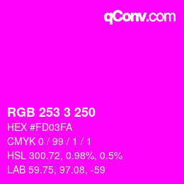 Color code: RGB 253 3 250 | qconv.com