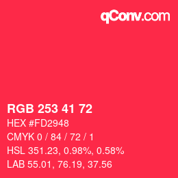 Color code: RGB 253 41 72 | qconv.com