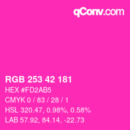カラーコード: RGB 253 42 181 | qconv.com