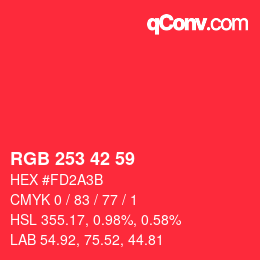 カラーコード: RGB 253 42 59 | qconv.com