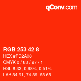 颜色代码: RGB 253 42 8 | qconv.com
