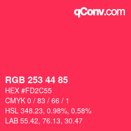 Color code: RGB 253 44 85 | qconv.com
