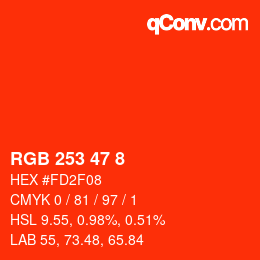 Color code: RGB 253 47 8 | qconv.com