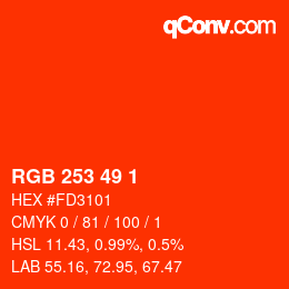 Color code: RGB 253 49 1 | qconv.com