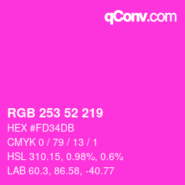 Color code: RGB 253 52 219 | qconv.com