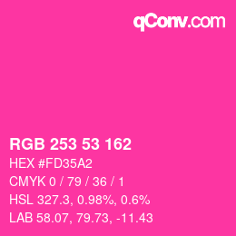 颜色代码: RGB 253 53 162 | qconv.com