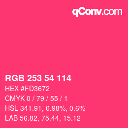 カラーコード: RGB 253 54 114 | qconv.com