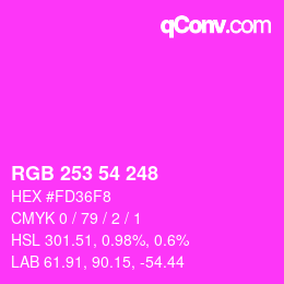 Color code: RGB 253 54 248 | qconv.com