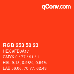 Color code: RGB 253 58 23 | qconv.com