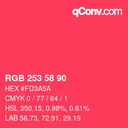 Color code: RGB 253 58 90 | qconv.com