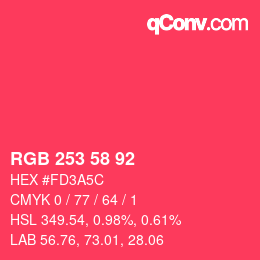 カラーコード: RGB 253 58 92 | qconv.com