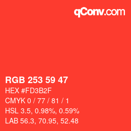 Color code: RGB 253 59 47 | qconv.com