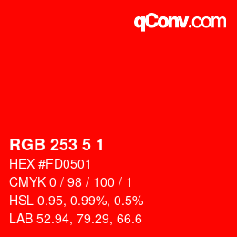 Color code: RGB 253 5 1 | qconv.com