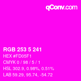 Color code: RGB 253 5 241 | qconv.com