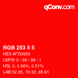 Color code: RGB 253 5 5 | qconv.com