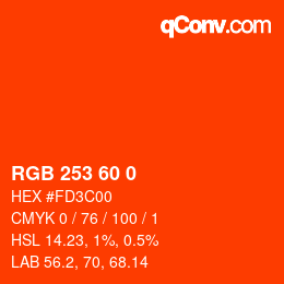 カラーコード: RGB 253 60 0 | qconv.com