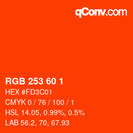 Color code: RGB 253 60 1 | qconv.com