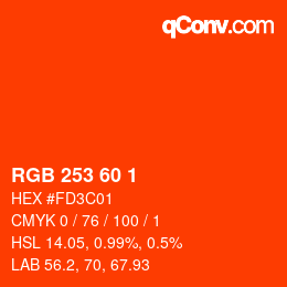 カラーコード: RGB 253 60 1 | qconv.com