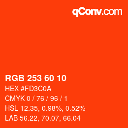 カラーコード: RGB 253 60 10 | qconv.com