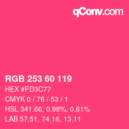 カラーコード: RGB 253 60 119 | qconv.com