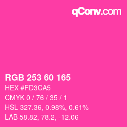 カラーコード: RGB 253 60 165 | qconv.com