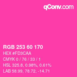 カラーコード: RGB 253 60 170 | qconv.com
