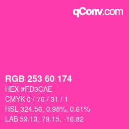 カラーコード: RGB 253 60 174 | qconv.com