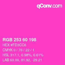カラーコード: RGB 253 60 198 | qconv.com
