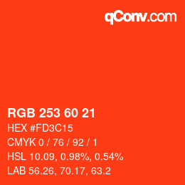 カラーコード: RGB 253 60 21 | qconv.com