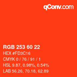 颜色代码: RGB 253 60 22 | qconv.com