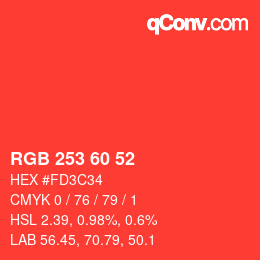 カラーコード: RGB 253 60 52 | qconv.com