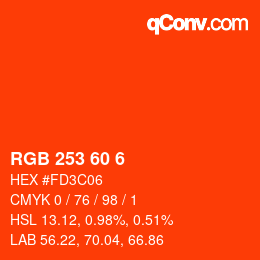 カラーコード: RGB 253 60 6 | qconv.com