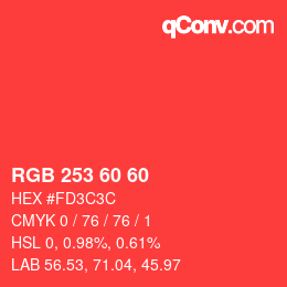 カラーコード: RGB 253 60 60 | qconv.com